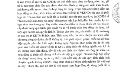 HƯỚNG DẪN 25/HD-VKSTC HƯỚNG DẪN MỘT SỐ NỘI DUNG KIỂM SÁT VIỆC GIẢI QUYẾT VỤ ÁN KINH DOANH THƯƠNG MẠI VỀ “TRANH CHẤP HỢP ĐỒNG TÍN DỤNG”