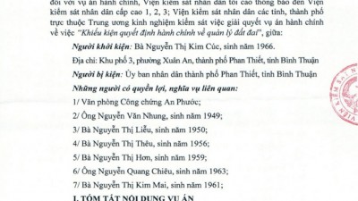THÔNG BÁO RÚT KINH NGHIỆM: KHIẾU KIỆN QUYẾT ĐỊNH HÀNH CHÍNH VỀ QUẢN LÝ ĐẤT ĐAI