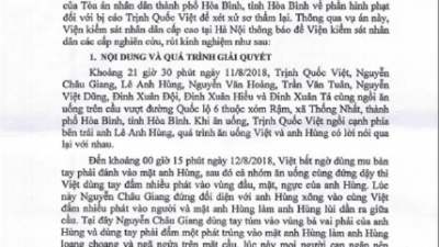 THÔNG BÁO RÚT KINH NGHIỆM VỤ ÁN VỀ TỘI “CỐ Ý GÂY THƯƠNG TÍCH”
