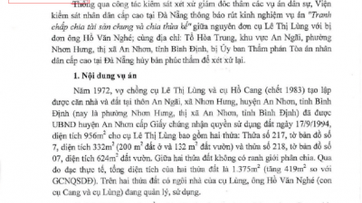 THÔNG BÁO RÚT KINH NGHIỆM VỤ ÁN TRANH CHẤP CHIA TÀ SẢN CHUNG VÀ CHIA THỪA KẾ