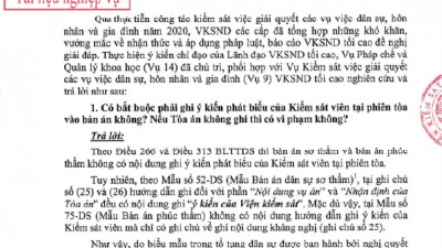 45 GIẢI ĐÁP VƯỚNG MẮC CỦA VIỆN KIỂM SÁT NHÂN DÂN TỐI CAO VỀ CÁC VỤ VIỆC DÂN SỰ, HÔN NHÂN VÀ GIA ĐÌNH