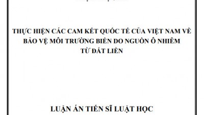 LUẬN ÁN TIẾN SĨ: THỰC HIỆN CÁC CAM KẾT QUỐC TẾ CỦA VIỆT NAM VỀ  BẢO VỆ MÔI TRƯỜNG BIỂN DO NGUỒN Ô NHIỄM  TỪ ĐẤT LIỀN