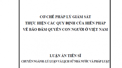 LUẬN ÁN TIẾN SĨ: CƠ CHẾ PHÁP LÝ GIÁM SÁT THỰC HIỆN CÁC QUY ĐỊNH CỦA HIẾN PHÁP VỀ BẢO ĐẢM QUYỀN CON NGƯỜI Ở VIỆT NAM