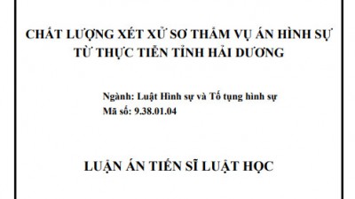 LUẬN ÁN TIẾN SĨ: CHẤT LƯỢNG XÉT XỬ SƠ THẨM VỤ ÁN HÌNH SỰ TỪ THỰC TIỄN TỈNH HẢI DƯƠNG