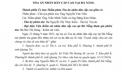 KINH NGHIỆM XÉT XỬ: QUYẾT ĐỊNH GĐT HỦY BẢN ÁN PHÚC THẨM, VỤ ÁN TRANH CHẤP CHIA TÀI SẢN CHUNG VÀ CHIA DI SẢN THỪA KẾ