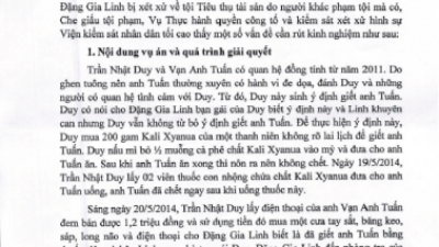 THÔNG BÁO RÚT KINH NGHIỆM ĐỐI VỚI VỤ ÁN ĐĂNG GIA LINH, PHẠM TỘI TIÊU THỤ TÀI SẢN DO NGƯỜI KHÁC PHẠM TỘI MÀ CÓ, CHE GIẤU TỘI PHẠM XẢY RA TẠI THÀNH PHỐ HỒ CHÍ MINH