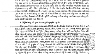 THÔNG BÁO RÚT KINH NGHIỆM VỀ GIẢI QUYẾT VỤ ÁN “YÊU CẦU TUYÊN BỐ VĂN BẢN CÔNG CHỨNG VÔ HIỆU”