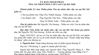 KINH NGHIỆM XÉT XỬ: QUYẾT ĐỊNH GĐT HỦY QUYẾT ĐỊNH ĐÌNH CHỈ XÉT XỬ PHÚC THẨM, HỦY BẢN ÁN SƠ THẨM VỤ ÁN TRANH CHẤP HỢP ĐỒNG TÍN DỤNG