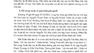 THÔNG BÁO RÚT KINH NGHIỆM VỀ VỤ ÁN HÌNH SỰ PHẠM TỘI “GIẾT NGƯỜI” BỊ CẤP PHÚC THẨM HỦY ÁN