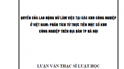 LUẬN VĂN THẠC SĨ: QUYỀN CỦA NGƯỜI LAO ĐỘNG NỮ LÀM VIỆC TẠI CÁC KHU CÔNG NGHIỆP Ở VIỆT NAM: PHÂN TÍCH TỪ THỰC TIỄN MỘT SỐ KHU CÔNG NGHIỆP TRÊN ĐỊA BÀN THÀNH PHỐ HÀ NỘI