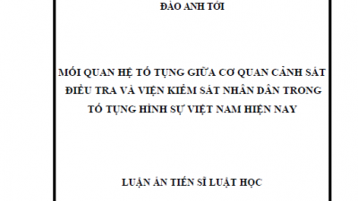 LUẬN ÁN TIẾN SĨ: MỐI QUAN HỆ TỐ TỤNG GIỮA CƠ QUAN CẢNH SÁT ĐIỀU TRA VÀ VIỆN KIỂM SÁT NHÂN DÂN TRONG TỐ TỤNG HÌNH SỰ VIỆT NAM HIỆN NAY