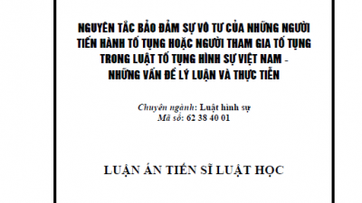 LUẬN ÁN TIẾN SĨ: NGUYÊN TẮC BẢO ĐẢM SỰ VÔ TƯ CỦA NHỮNG NGƯỜI TIẾN HÀNH TỐ TỤNG HOẶC NGƯỜI THAM GIA TỐ TỤNG TRONG LUẬT TỐ TỤNG HÌNH SỰ VIỆT NAM - NHỮNG VẤN ĐỀ LÝ LUẬN VÀ THỰC TIỄN