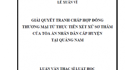 LUẬN VĂN THẠC SĨ: GIẢI QUYẾT TRANH CHẤP HỢP ĐỒNG THƯƠNG MẠI TỪ THỰC TIỄN XÉT XỬ SƠ THẨM CỦA TÒA ÁN NHÂN DÂN CẤP HUYỆN TẠI QUẢNG NAM