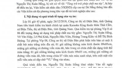 THÔNG BÁO RÚT KINH NGHIỆM VỤ ÁN HÌNH SỰ PHẠM TỘI “TỔ CHỨC SỬ DỤNG TRÁI PHÉP CHẤT MA TÚY”