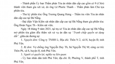 KINH NGHIỆM XÉT XỬ: QUYẾT ĐỊNH GIÁM ĐỐC THẨM HỦY BẢN ÁN PHÚC THẨM, BẢN ÁN SƠ THẨM VỤ ÁN TRANH CHẤP QUYỀN SỬ DỤNG ĐẤT