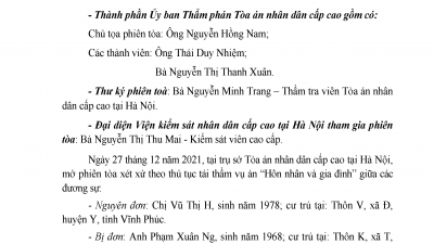 KINH NGHIỆM XÉT XỬ: QUYẾT ĐỊNH TÁI THẨM HỦY MỘT PHẦN QUYẾT ĐỊNH CÔNG NHẬN THUẬN TÌNH LY HÔN VÀ SỰ THỎA THUẬN CỦA CÁC ĐƯƠNG SỰ