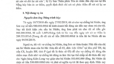THÔNG BÁO SỐ 24/TB-VC2-V2 RÚT KINH NGHIỆM VỤ ÁN “TRANH CHẤP HỢP ĐỒNG VAY TÀI SẢN VÀ ĐÒI LẠI TÀI SẢN”