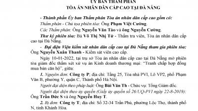 KINH NGHIỆM XÉT XỬ: QUYẾT ĐỊNH GIÁM ĐỐC THẨM HỦY BẢN ÁN PHÚC THẨM, BẢN ÁN SƠ THẨM VỤ ÁN TRANH CHẤP HỢP ĐỒNG MUA BÁN CĂN HỘ