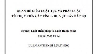 LUẬN ÁN TIẾN SĨ: QUAN HỆ GIỮA LUẬT TỤC VÀ PHÁP LUẬT TỪ THỰC TIỄN CÁC TỈNH KHU VỰC TÂY BẮC BỘ
