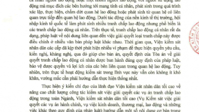 HƯỚNG DẪN SỐ 33/HD-VKSTC, HƯỚNG DẪN MỘT SỐ NỘI DUNG CƠ BẢN TRONG CÔNG TÁC KIỂM SÁT VIỆC GIẢI QUYẾT CÁC VỤ ÁN TRANH CHẤP LAO ĐỘNG CÁ NHÂN 