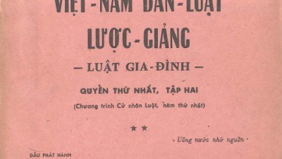 SÁCH VIỆT NAM DÂN LUẬT LƯỢC GIẢNG - LUẬT GIA ĐÌNH, QUYỂN I, TẬP II (TÁC GIẢ: VŨ VĂN MẪU)