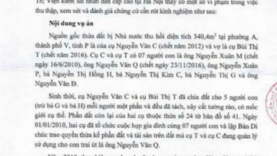 THÔNG BÁO RÚT KINH NGHIỆM: TRANH CHẤP VỀ THỪA KẾ