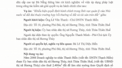 THÔNG BÁO RÚT KINH NGHIỆM: KHIẾU KIỆN VỀ BỒI THƯỜNG VỀ ĐẤT VÀ TÀI SẢN TRÊN ĐẤT