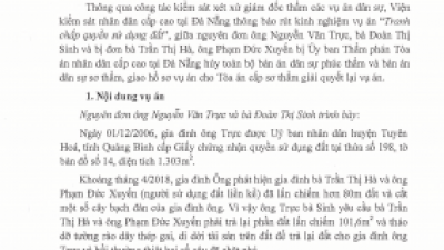 THÔNG BÁO RÚT KINH NGHIỆM: TRANH CHẤP QUYỀN SỬ DỤNG ĐẤT