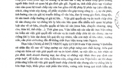 HƯỚNG DẪN SỐ 30/HD-VKSTC HƯỚNG DẪN KIỂM SÁT VIỆC GIẢI QUYẾT VỤ ÁN TRANH CHẤP CHIA TÀI SẢN CHUNG CỦA VỢ CHỒNG KHI LY HÔN
