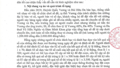 THÔNG BÁO SỐ 126/TB-VKSTC RÚT KINH NGHIỆM VỤ ÁN VỀ TỘI “TỔ CHỨC ĐÁNH BẠC”