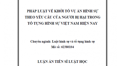LUẬN ÁN TIẾN SĨ: PHÁP LUẬT VỀ KHỞI TỐ VỤ ÁN HÌNH SỰ THEO YÊU CẦU CỦA NGƯỜI BỊ HẠI TRONG TỐ TỤNG HÌNH SỰ VIỆT NAM HIỆN NAY