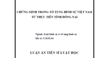 LUẬN ÁN TIẾN SĨ: CHỨNG MINH TRONG TỐ TỤNG HÌNH SỰ VIỆT NAM TỪ THỰC TIỄN TỈNH ĐỒNG NAI