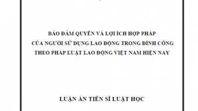 LUẬN ÁN TIẾN SĨ: BẢO ĐẢM QUYỀN VÀ LỢI ÍCH HỢP PHÁP CỦA NGƯỜI SỬ DỤNG LAO ĐỘNG TRONG ĐÌNH CÔNG THEO PHÁP LUẬT LAO ĐỘNG VIỆT NAM HIỆN NAY