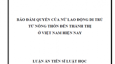 Luận án Tiến sĩ: Bảo đảm quyền của nữ lao động di trú từ nông thôn đến thành thị ở Việt Nam hiện nay