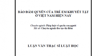 LUẬN VĂN THẠC SĨ: BẢO ĐẢM QUYỀN CỦA TRẺ EM KHUYẾT TẬT Ở VIỆT NAM HIỆN NAY