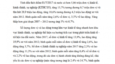 KẾT QUẢ CHÍNH THỨC TỔNG ĐIỀU TRA KINH TẾ NĂM 2017