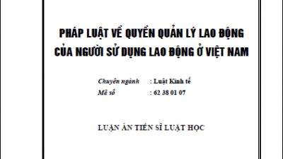 LUẬN ÁN TIẾN SĨ: PHÁP LUẬT VỀ QUYỀN QUẢN LÝ LAO ĐỘNG CỦA NGƯỜI SỬ DỤNG LAO ĐỘNG Ở VIỆT NAM (TÁC GIẢ: ĐỖ THỊ DUNG)