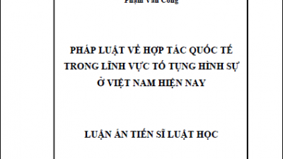LUẬN ÁN TIẾN SĨ: PHÁP LUẬT VỀ HỢP TÁC QUỐC TẾ TRONG LĨNH VỰC TỐ TỤNG HÌNH SỰ Ở VIỆT NAM HIỆN NAY (TÁC GIẢ: PHẠM VĂN CÔNG)