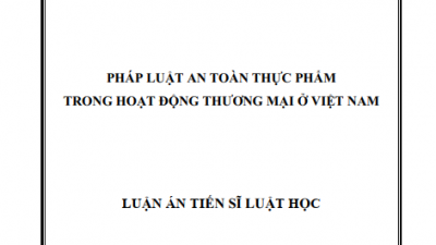 LUẬN ÁN TIẾN SĨ: PHÁP LUẬT AN TOÀN THỰC PHẨM TRONG HOẠT ĐỘNG THƯƠNG MẠI Ở VIỆT NAM