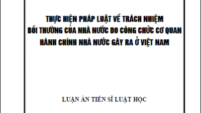 LUẬN ÁN TIẾN SĨ: THỰC HIỆN PHÁP LUẬT VỀ TRÁCH NHIỆM BỒI THƯỜNG CỦA NHÀ NƯỚC DO CÔNG CHỨC CƠ QUAN HÀNH CHÍNH NHÀ NƯỚC GÂY RA Ở VIỆT NAM (TÁC GIẢ: NGUYỄN ĐỖ KIÊN)