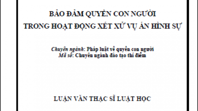 LUẬN VĂN THẠC SĨ: BẢO ĐẢM QUYỀN CON NGƯỜI TRONG HOẠT ĐỘNG XÉT XỬ VỤ ÁN HÌNH SỰ (TÁC GIẢ: NGÔ THỊ THANH)