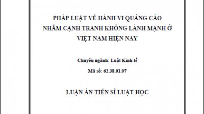 LUẬN ÁN TIẾN SĨ: PHÁP LUẬT VỀ HÀNH VI QUẢNG CÁO NHẰM CẠNH TRANH KHÔNG LÀNH MẠNH Ở VIỆT NAM HIỆN NAY (TÁC GIẢ: HỒ THỊ DUYÊN)