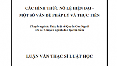 LUẬN VĂN THẠC SĨ LUẬT HỌC: CÁC HÌNH THỨC NÔ LỆ HIỆN ĐẠI - MỘT SỐ VẤN ĐỀ PHÁP LÝ VÀ THỰC TIỄN (TÁC GIẢ: ĐỖ THỊ HUẾ)