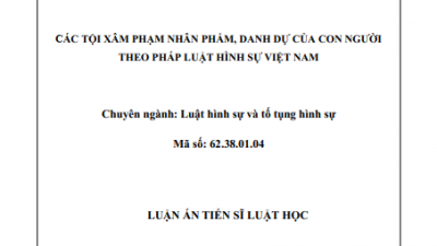 LUẬN ÁN TIẾN SĨ: CÁC TỘI XÂM PHẠM NHÂN PHẨM, DANH DỰ CỦA CON NGƯỜI THEO PHÁP LUẬT HÌNH SỰ VIỆT NAM
