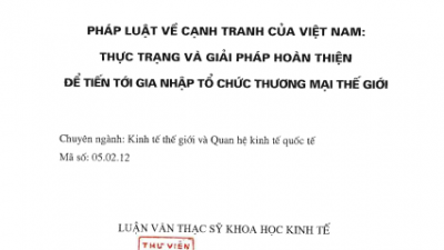 LUẬN VĂN THẠC SĨ: PHÁP LUẬT VỀ CẠNH TRANH CỦA VIỆT NAM: THỰC TRẠNG VÀ GIẢI PHÁP HOÀN THIỆN ĐỂ TIẾN TỚI GIA NHẬP TỔ CHỨC THƯƠNG MẠI THẾ GIỚI
