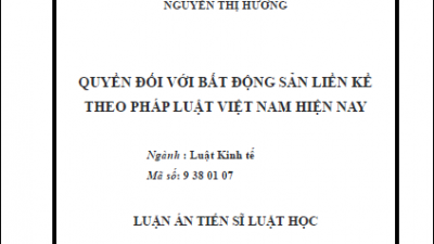 LUẬN ÁN TIẾN SĨ: QUYỀN ĐỐI VỚI BẤT ĐỘNG SẢN LIỀN KỀ THEO PHÁP LUẬT VIỆT NAM HIỆN NAY (TÁC GIẢ: NGUYỄN THỊ HƯỜNG)