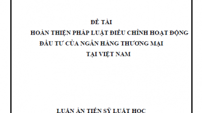 LUẬN ÁN TIẾN SĨ: HOÀN THIỆN PHÁP LUẬT ĐIỀU CHỈNH HOẠT ĐỘNG ĐẦU TƯ CỦA NGÂN HÀNG THƯƠNG MẠI TẠI VIỆT NAM