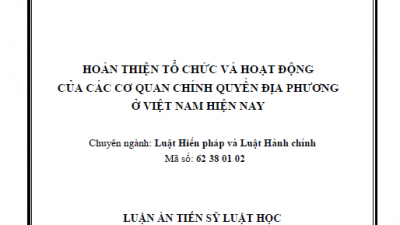 LUẬN ÁN TIẾN SĨ: HOÀN THIỆN TỔ CHỨC VÀ HOẠT ĐỘNG CỦA CÁC CƠ QUAN CHÍNH QUYỀN ĐỊA PHƯƠNG Ở VIỆT NAM HIỆN NAY