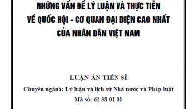 LUẬN ÁN TIẾN SĨ: NHỮNG VẤN ĐỀ LÝ LUẬN VÀ THỰC TIỄN VỀ QUỐC HỘI - CƠ QUAN ĐẠI DIỆN CAO NHẤT CỦA NHÂN DÂN VIỆT NAM