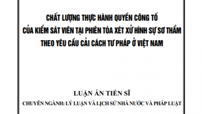LUẬN ÁN TIẾN SĨ: CHẤT LƯỢNG THỰC HÀNH QUYỀN CÔNG TỐ CỦA KIỂM SÁT VIÊN TẠI PHIÊN TÒA XÉT XỬ HÌNH SỰ SƠ THẨM THEO YÊU CẦU CẢI CÁCH TƯ PHÁP Ở VIỆT NAM